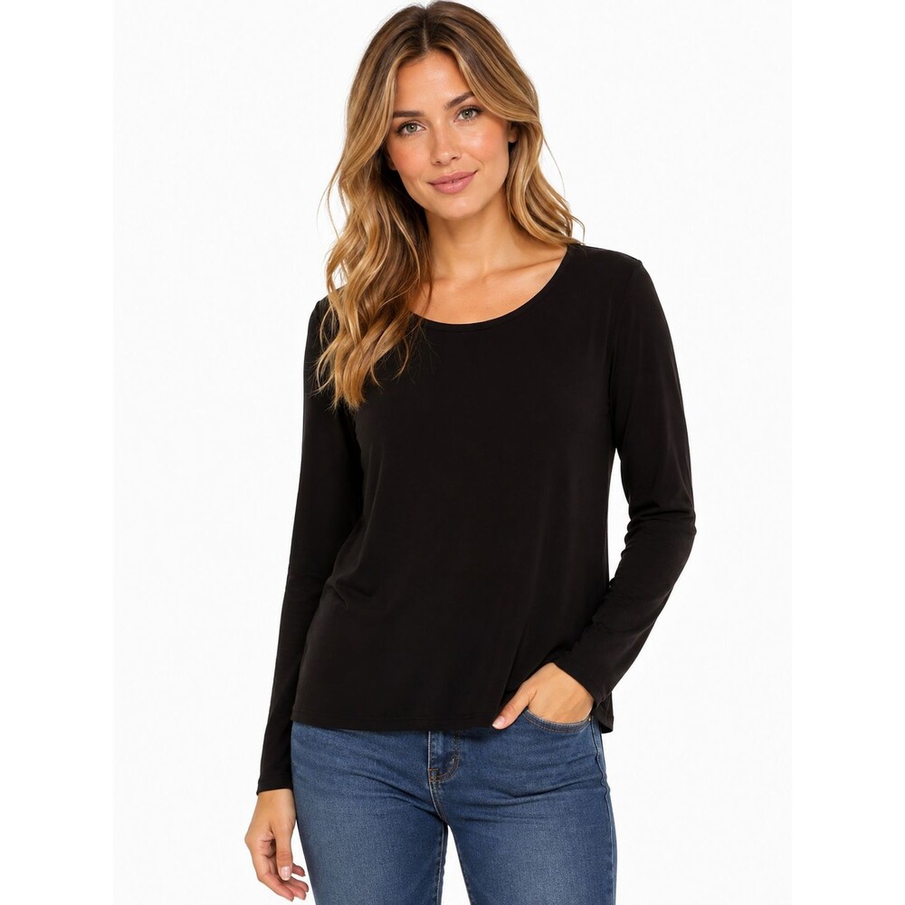 Peruvian Connection Black Top Size XXL Pima Cotton Long Sleeve Shirt Basic Comfy